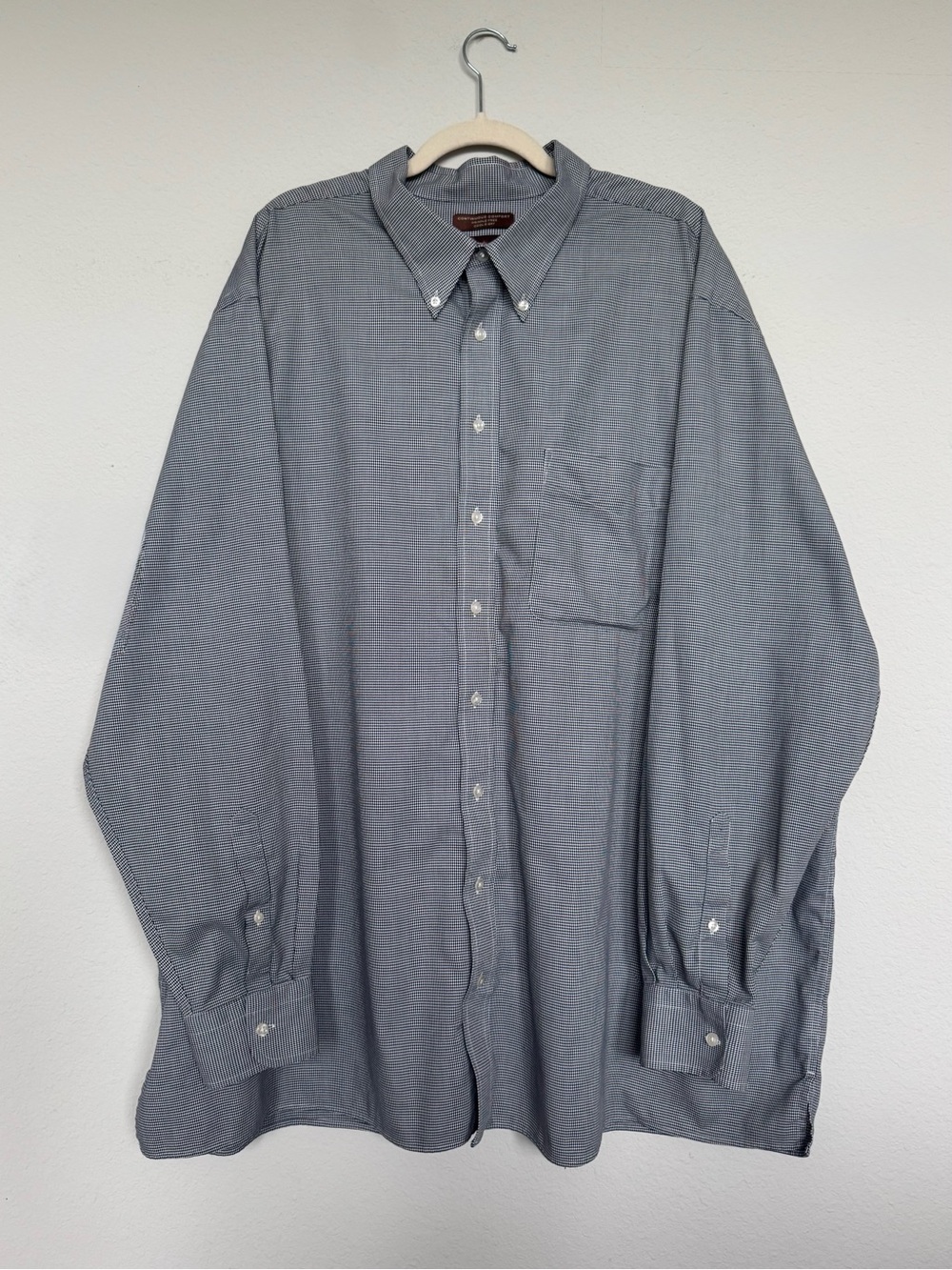 Oak Hill Continuous Comfort Men's Shirt 3XLT Gray Houndstooth Long Sleeve